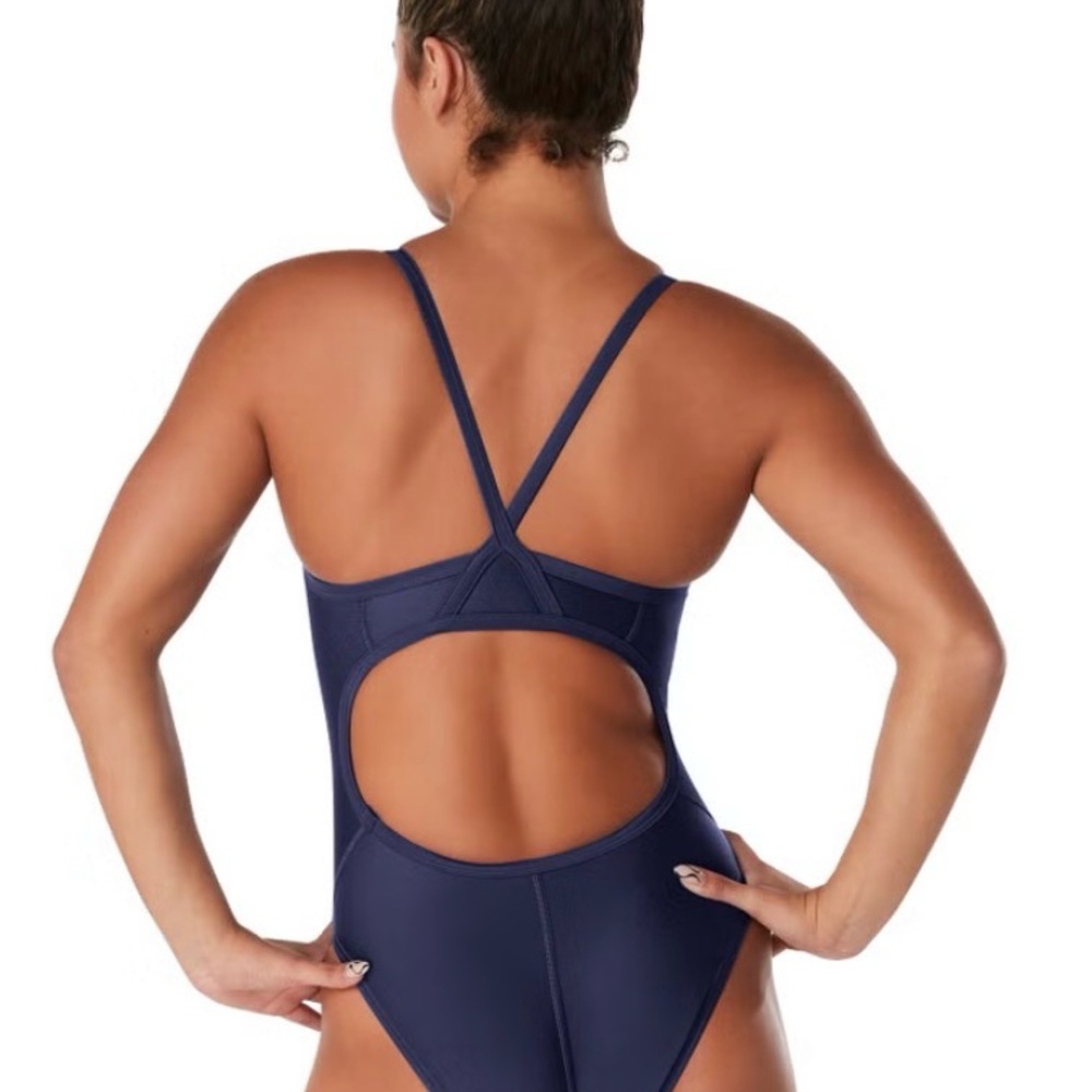 Never worn, NEW! Speedo Womens One Piece Swimsuit in Bright Navy - Picture 2 of 6
